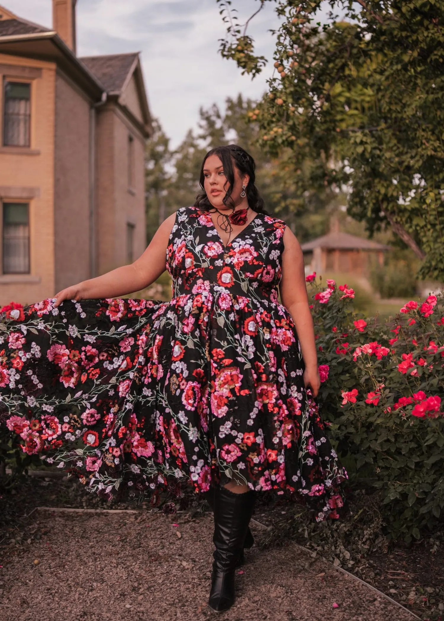 JessaKae Ebony Rose Dress* Midnight Collection|Midi Dresses