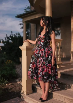 JessaKae Ebony Rose Dress* Midnight Collection|Midi Dresses